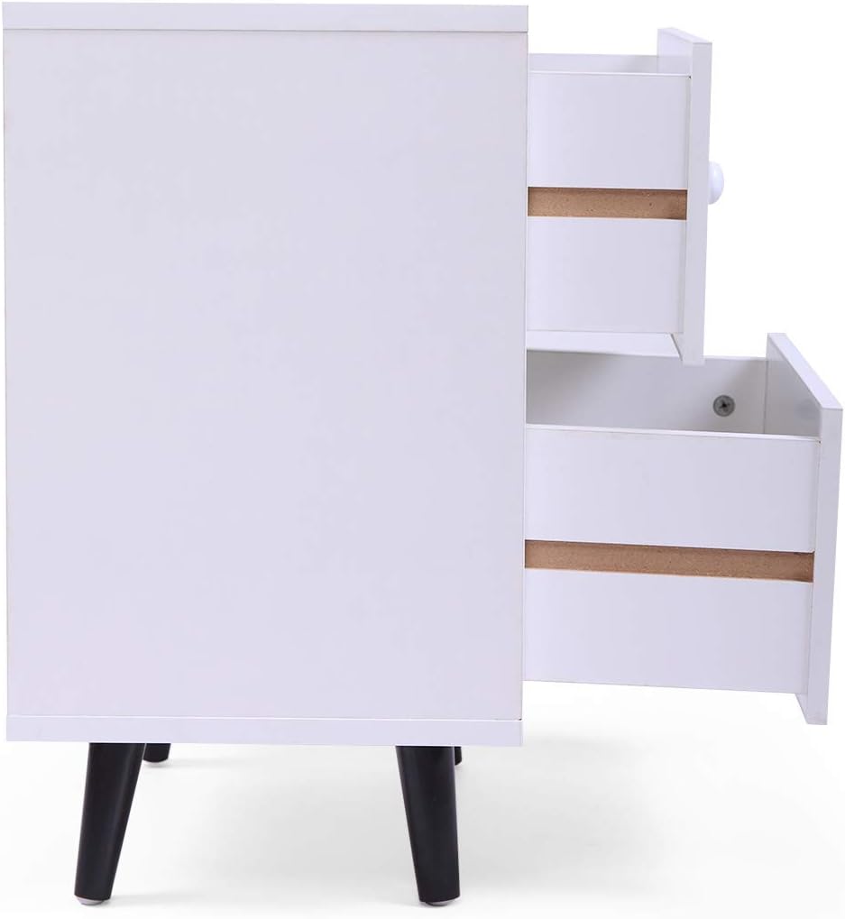 White 2 Drawer Wood Nightstand Z283