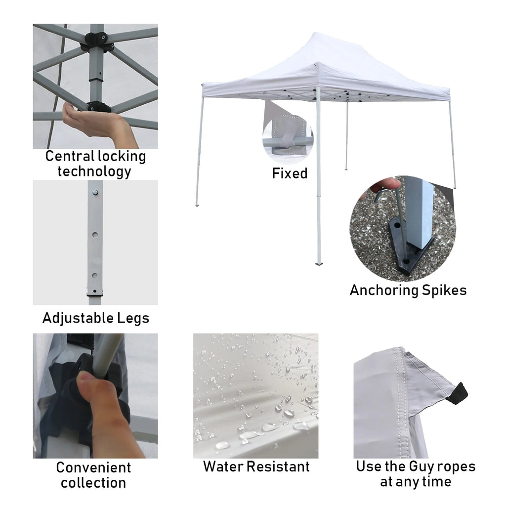 10x15 ft Pop up Canopy Carport, White O8841