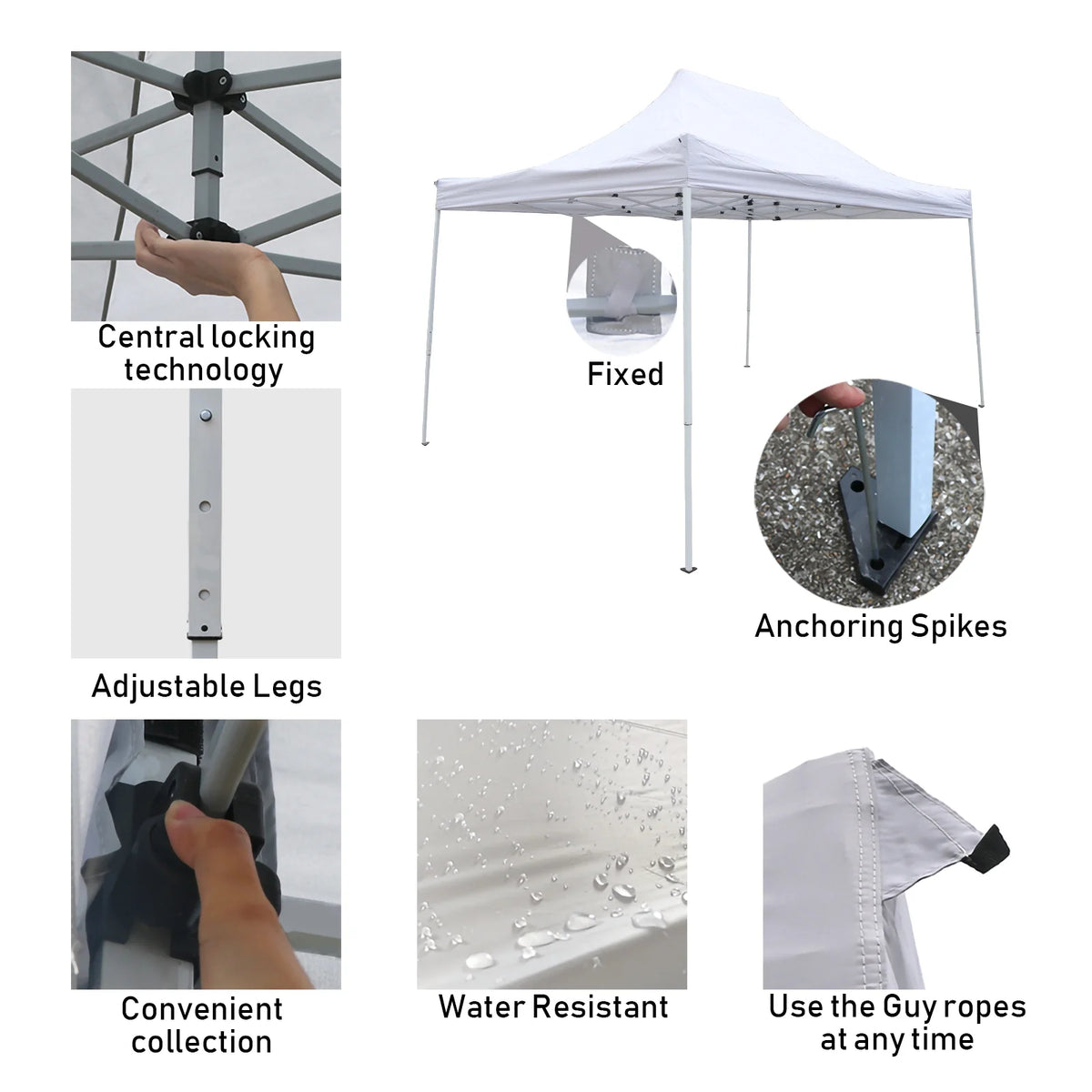 10x15 ft Pop up Canopy Carport, White O8841