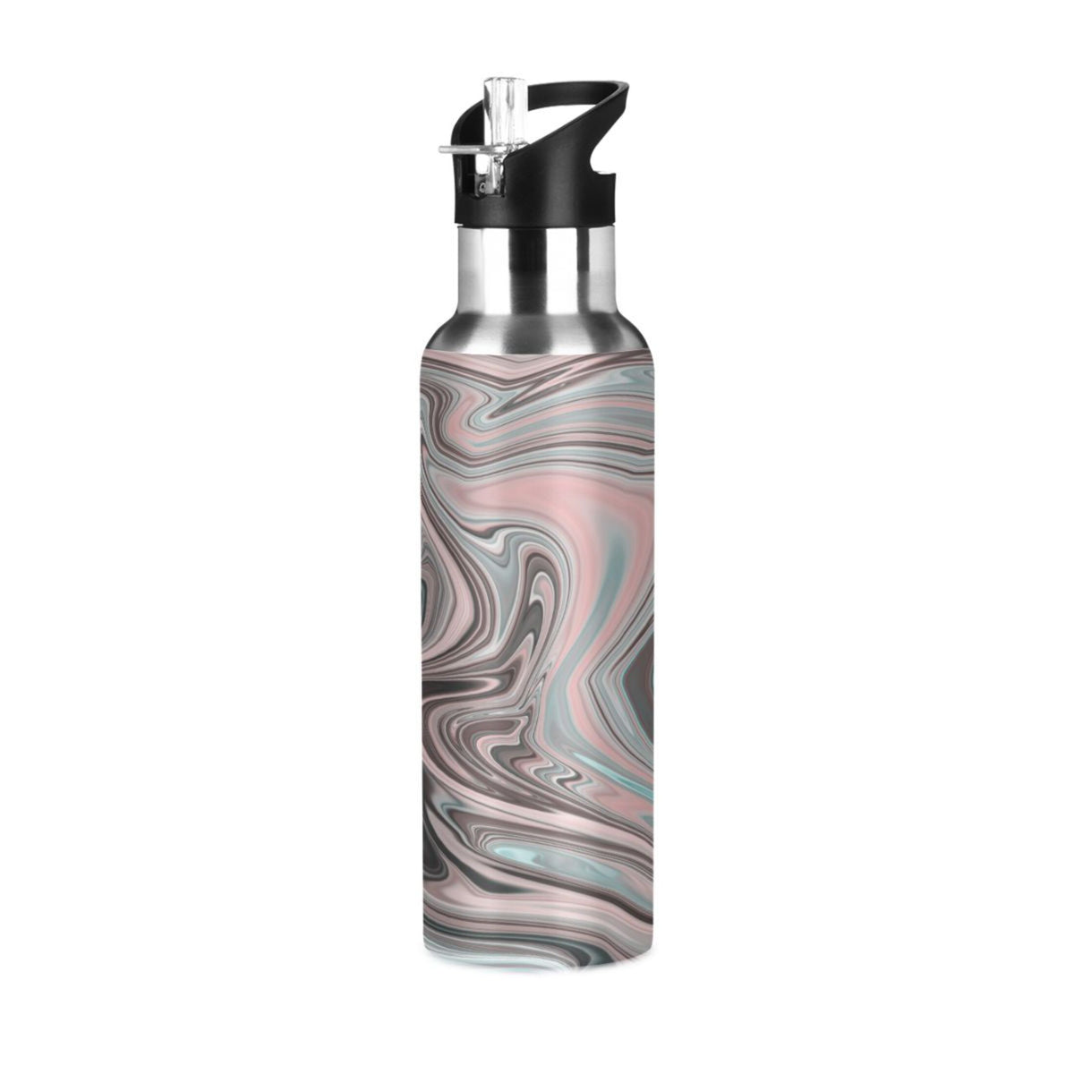 Pink Stainless Steel Insulated Water Bottle with Straw Lid Q77154