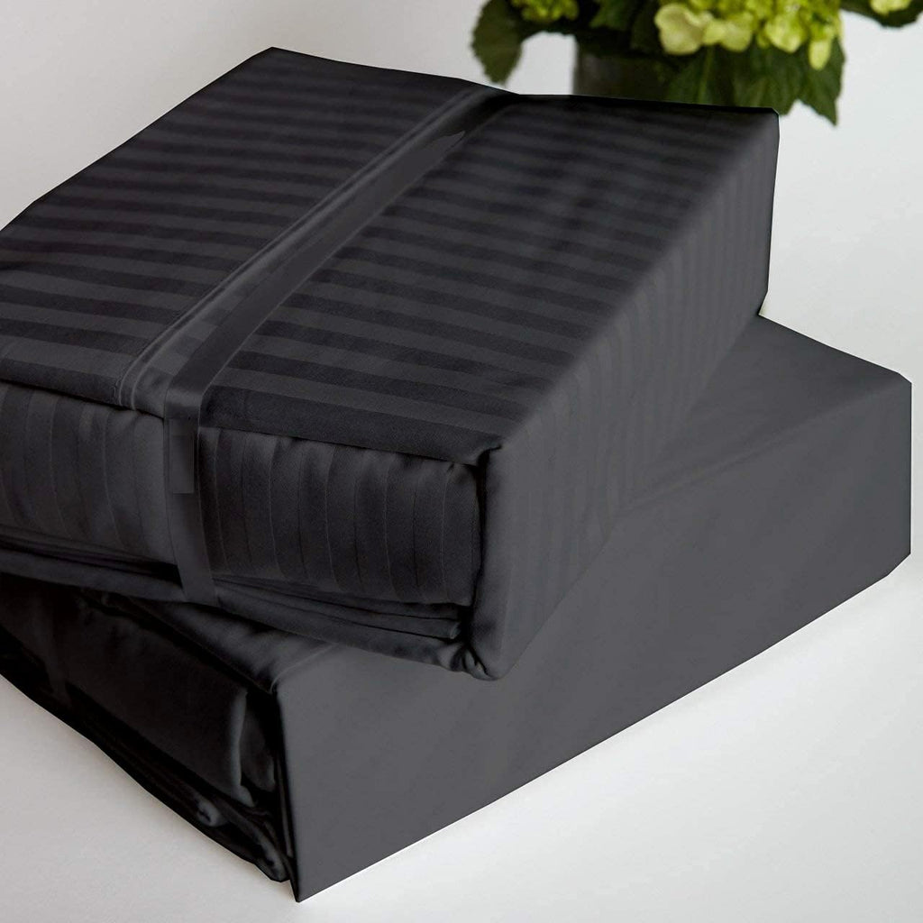 Silver Grey Striped King Duvet Cover with Zipper Closer Q60129