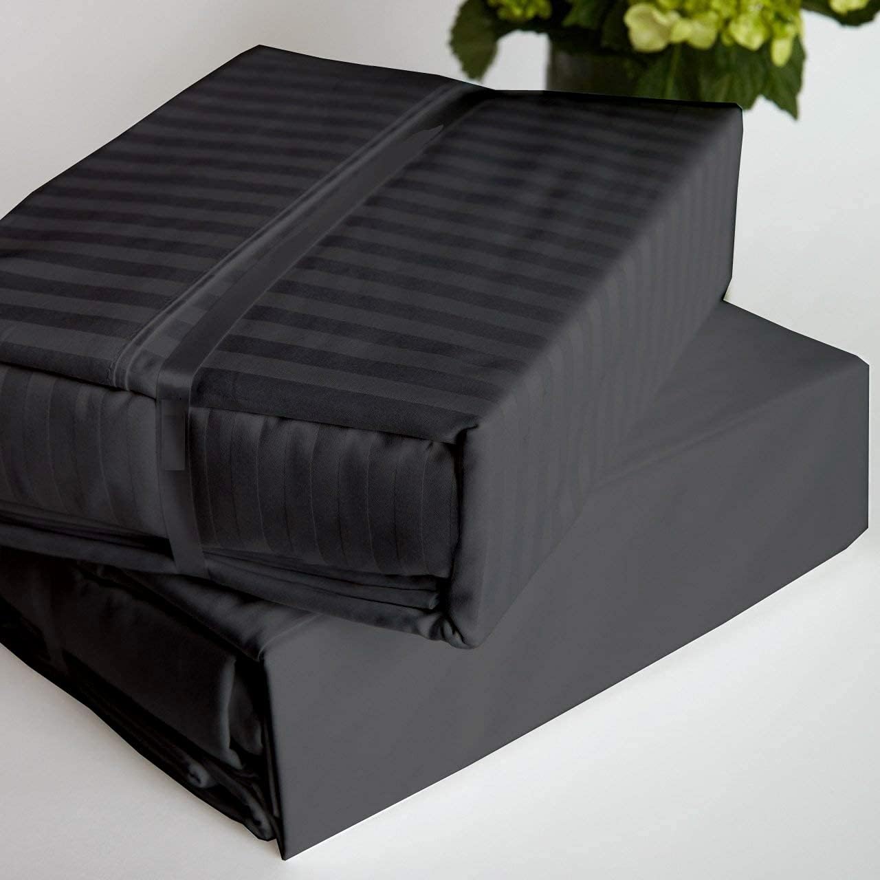 Silver Grey Striped King Duvet Cover with Zipper Closer Q60129
