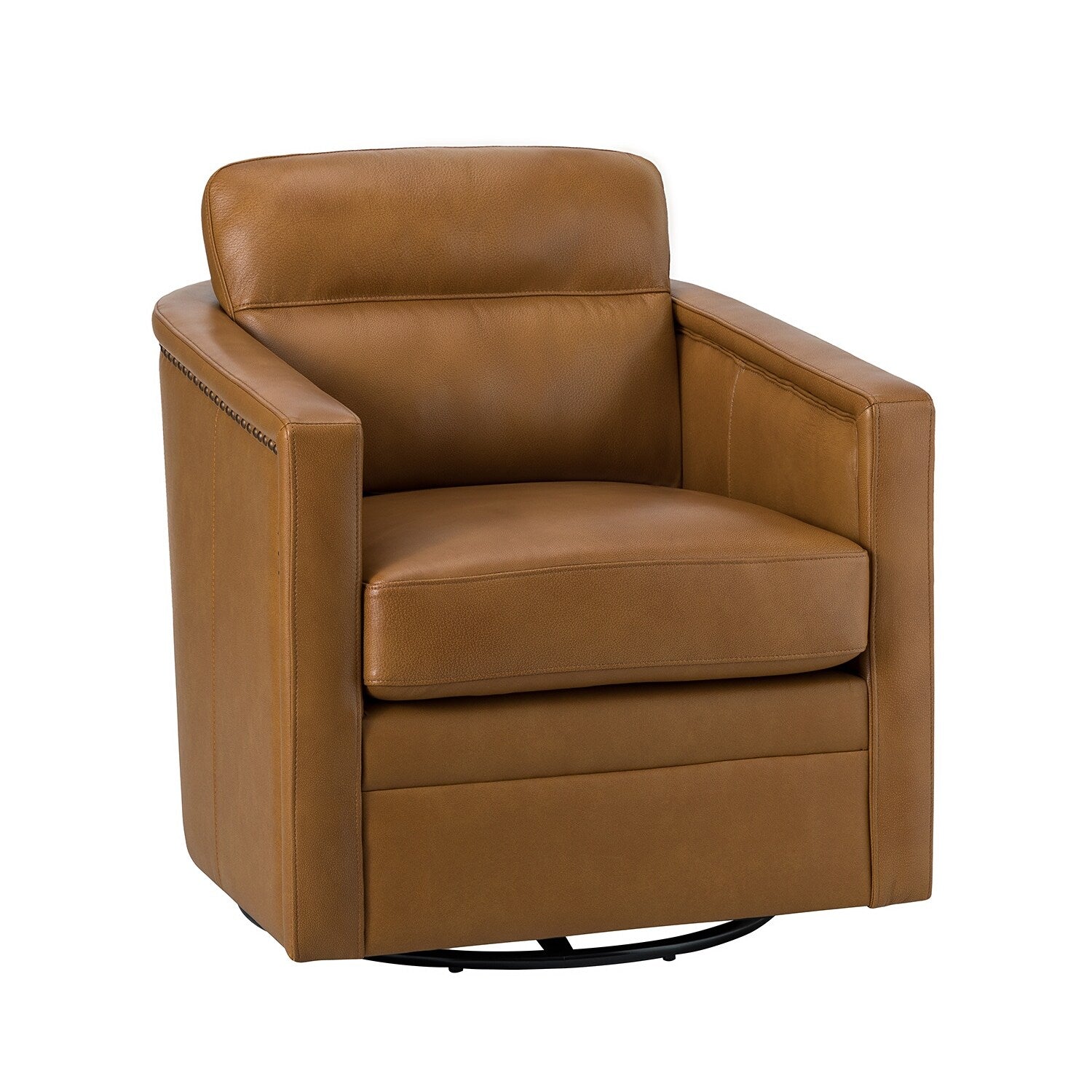 Genuine Leather Swivel Chair with Arms D918