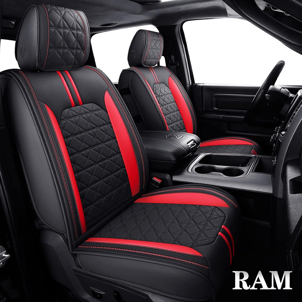 Black Faux Leather Front Seat Covers for Dodge RAM Pickup F491
