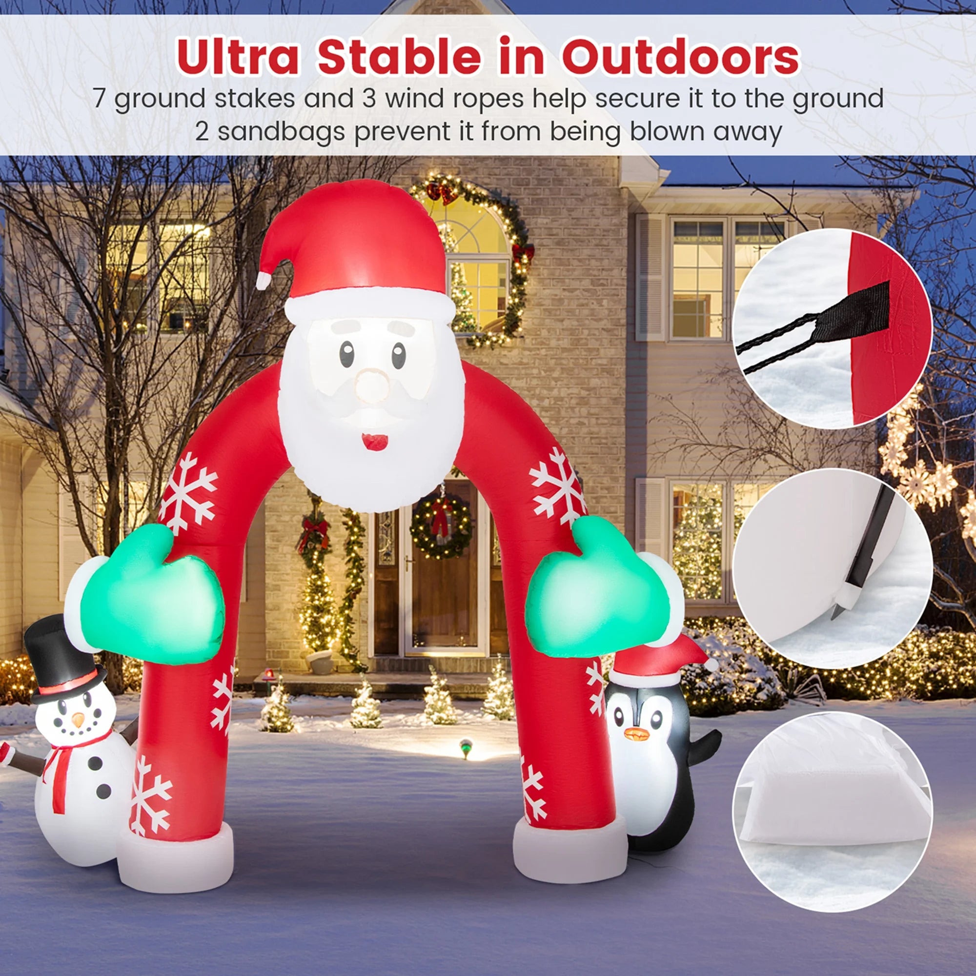 10FT Inflatable Christmas Santa Archway Decoration with LED Lights R594919