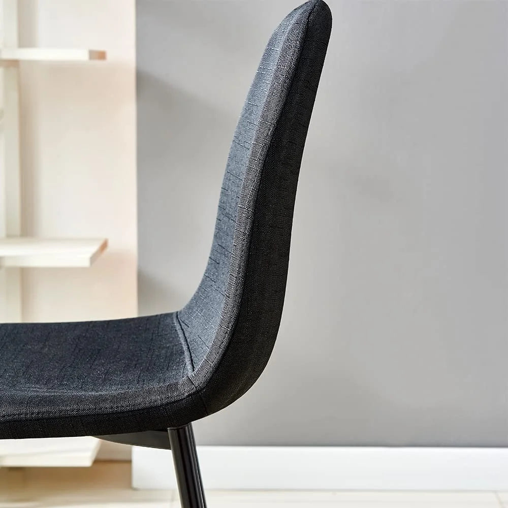 Black Fabric Upholstered Side Chairs Set of 4 with Metal Legs L9015