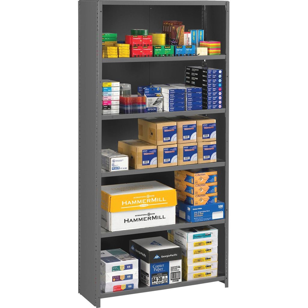 Closed Commercial Steel Shelving Five-Shelf 36W x 18D x 75H Medium Gray B647