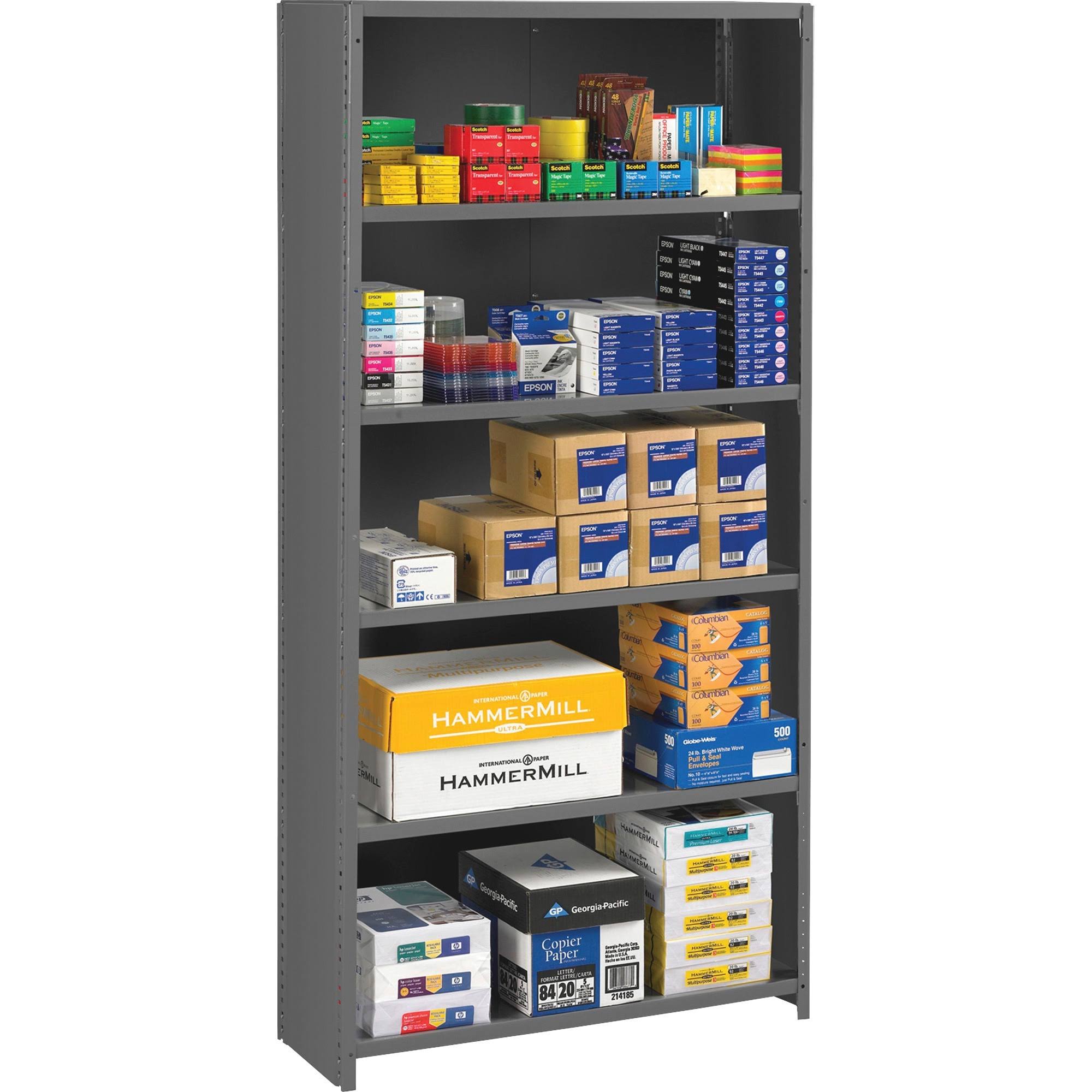 Closed Commercial Steel Shelving Five-Shelf 36W x 18D x 75H Medium Gray B647