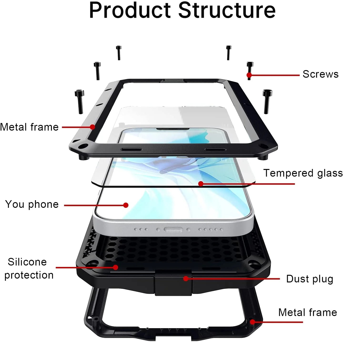 Black Aluminum Heavy Duty iPhone 13 Pro Max Case E915