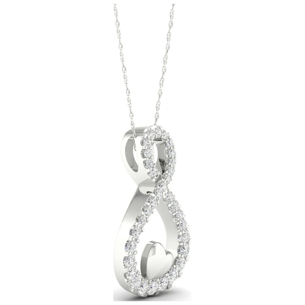 1/6Ct TDW Diamond 10K White Gold Infinity Heart Necklace U248