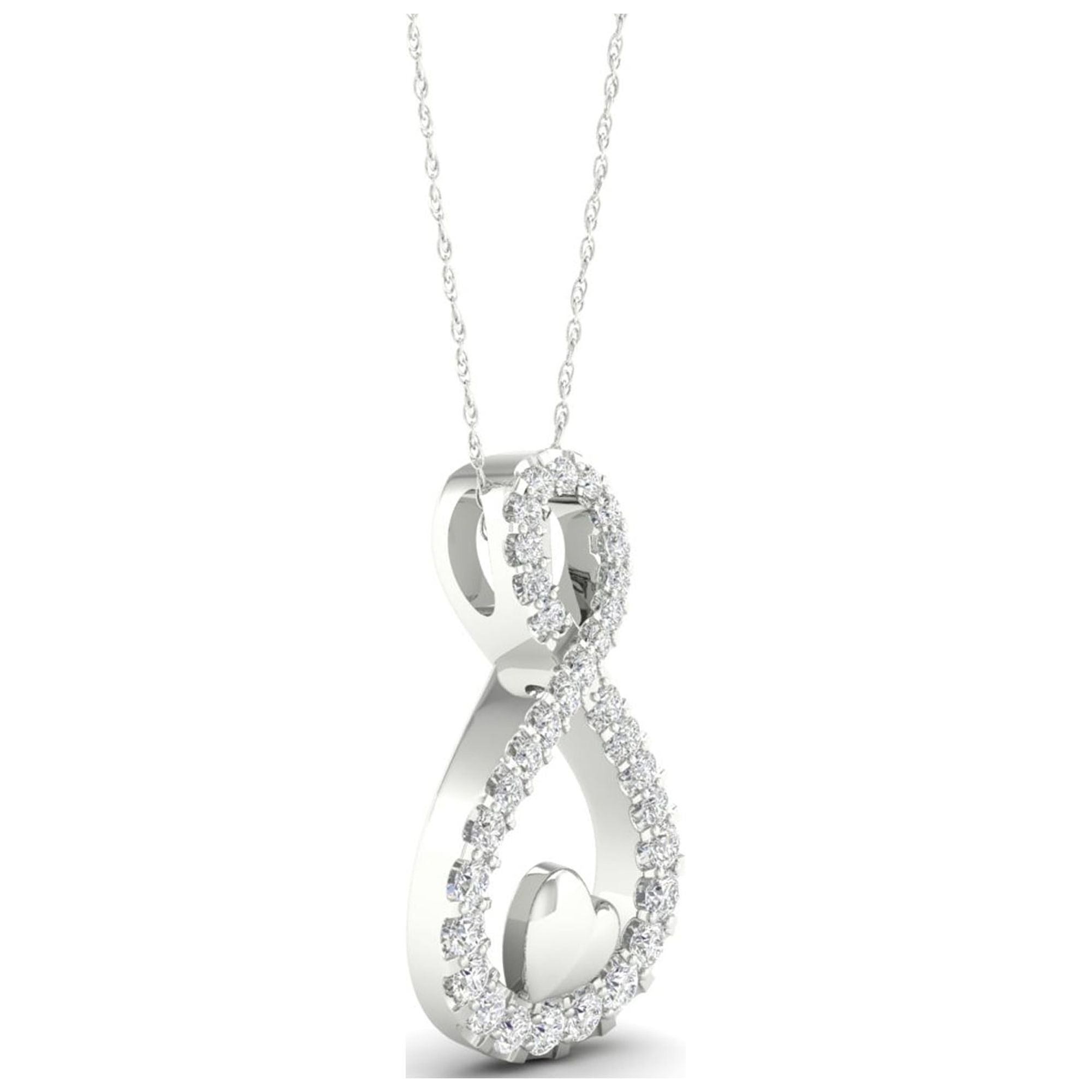 1/6Ct TDW Diamond 10K White Gold Infinity Heart Necklace U248