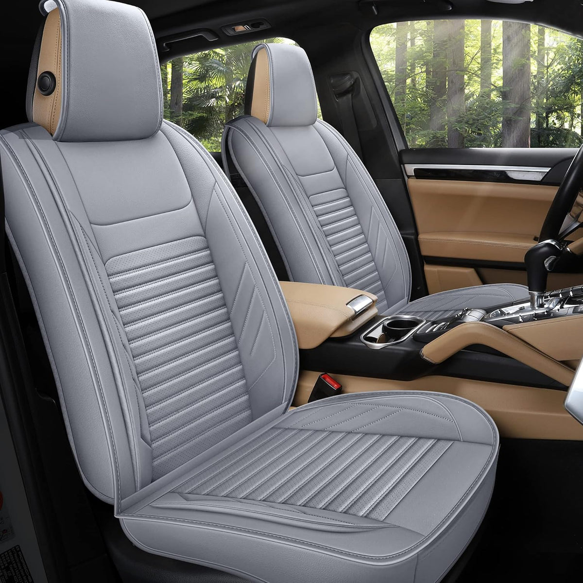 Gray Full Set Leather Car Seat Covers L773