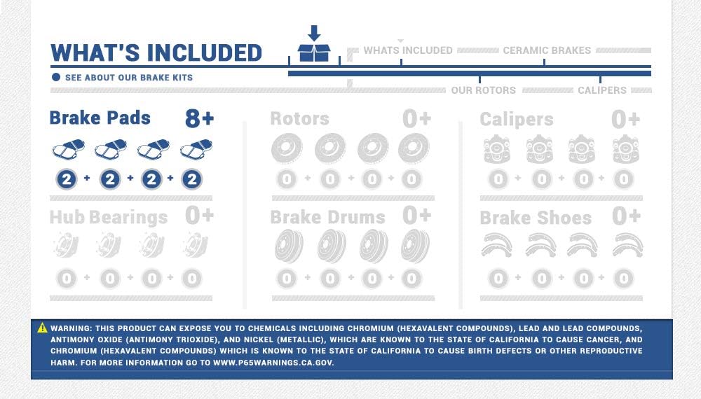 Ceramic Brake Pads with Rubber Shims, Sensors, Hardware L30962