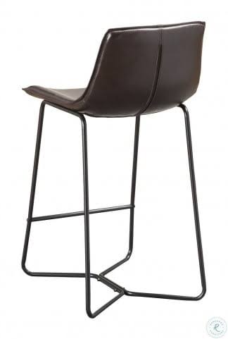 Dark Brown Leather Pub Chairs, Set of 2 B651
