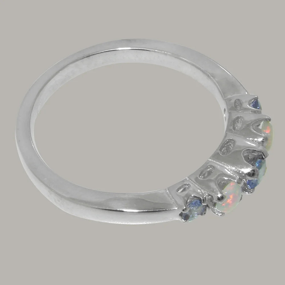 14k White Gold Tanzanite Opal Women's Engagement Ring Size 7 O82961