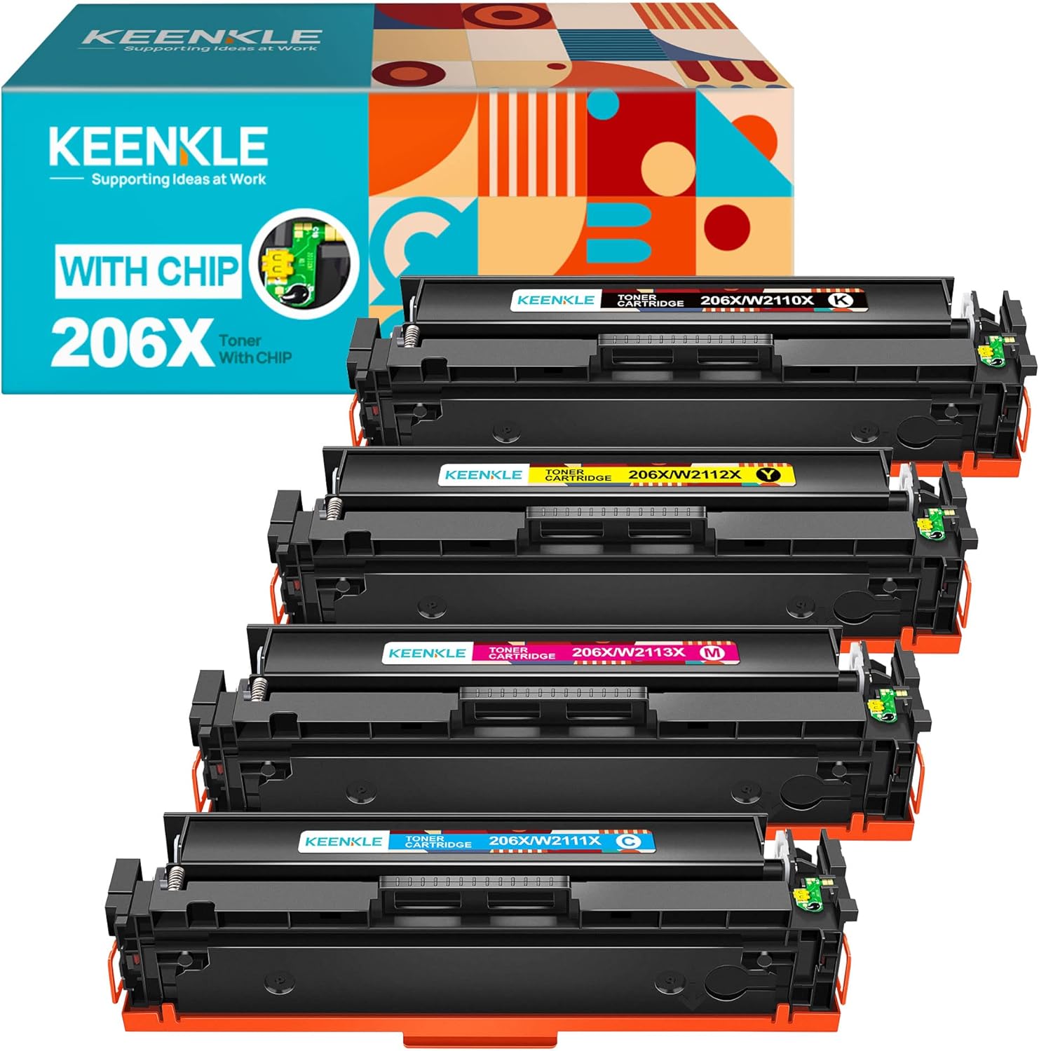 4 Pack High Yield Toner Cartridge with Chip for Color LaserJet Pro Printers F24218