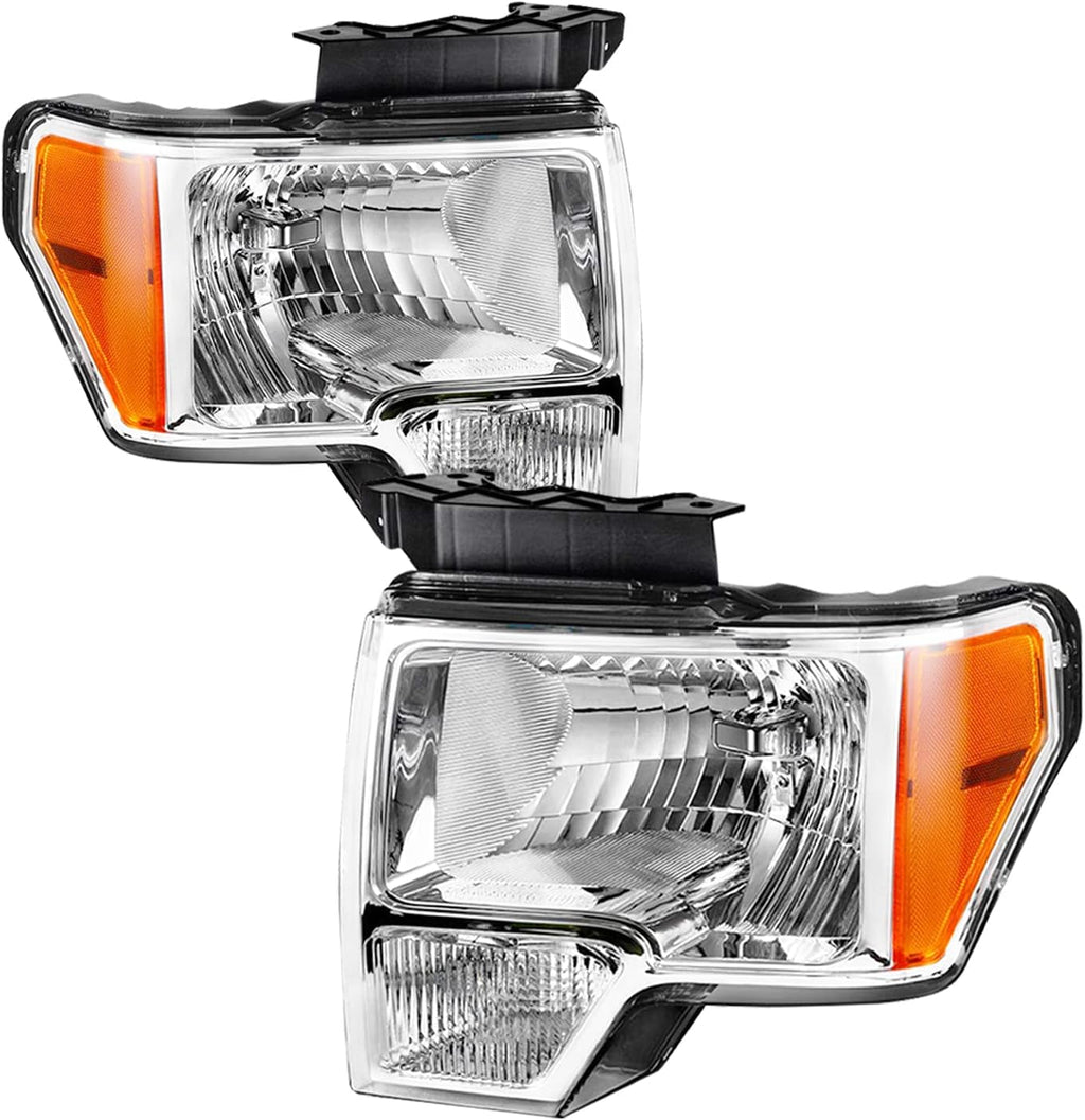 Chrome Housing Headlight Assembly with Amber Reflector E302231