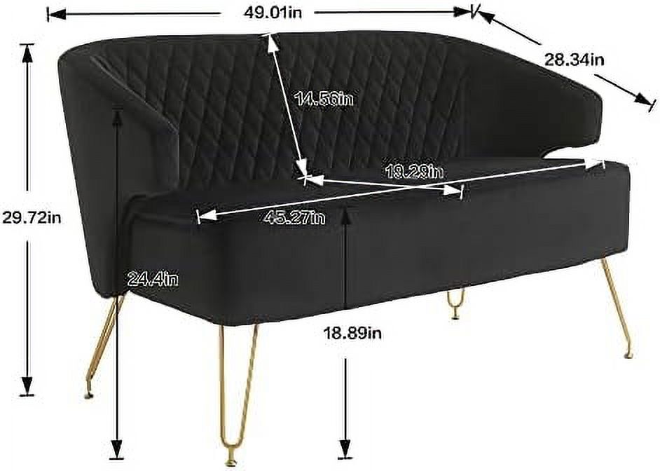 Light Cashmere Loveseat Sofa with Gold-Finished Metal Legs and 2 Small Pillows T3229