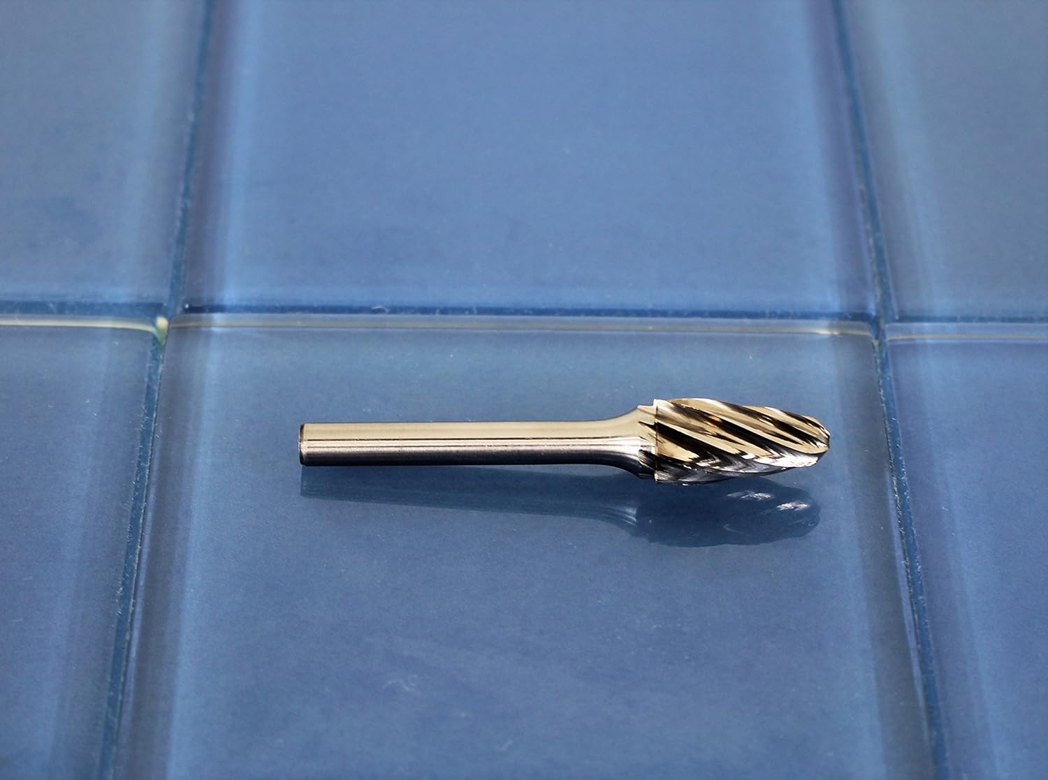 5 pc Set Aluminum Carbide Rotary Burr File, 1/2 Inch and 3/8 Inch Head, 1/4 Inch Diameter 2 Inch Long Shank L579867