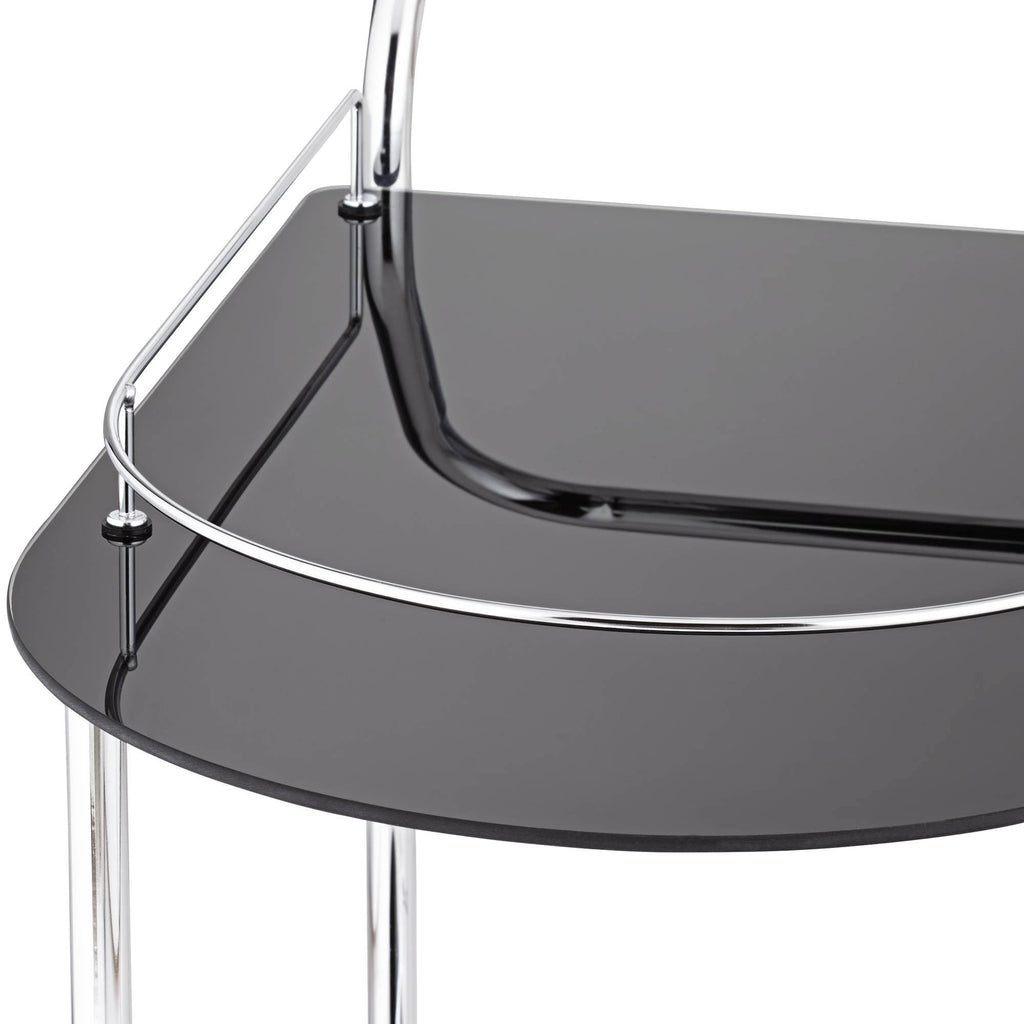 Black Glass Rolling Serving Cart V16269