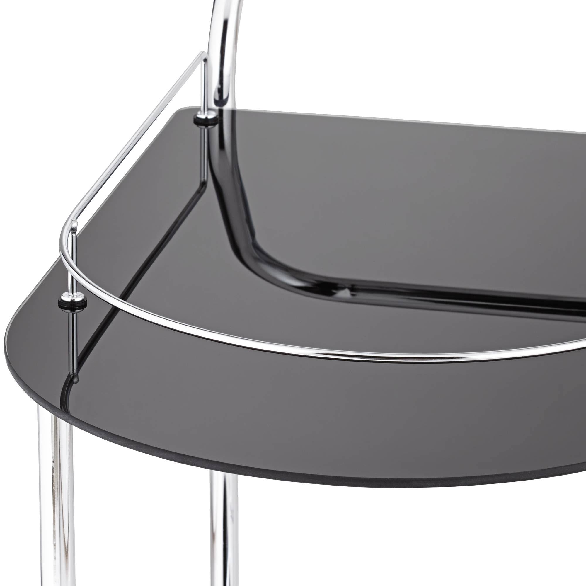Black Glass Rolling Serving Cart V16269