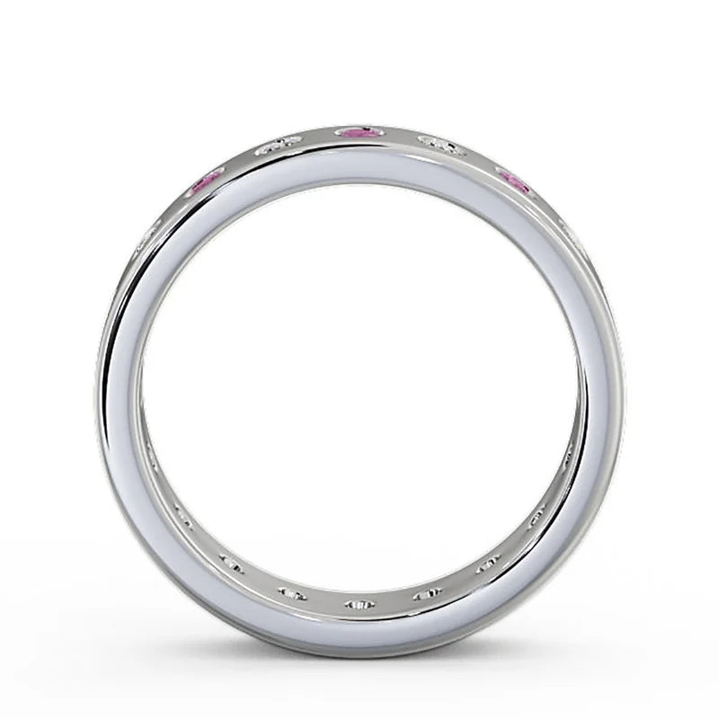 14K White Gold Eternity Band with Pink Sapphire Diamond Y4113