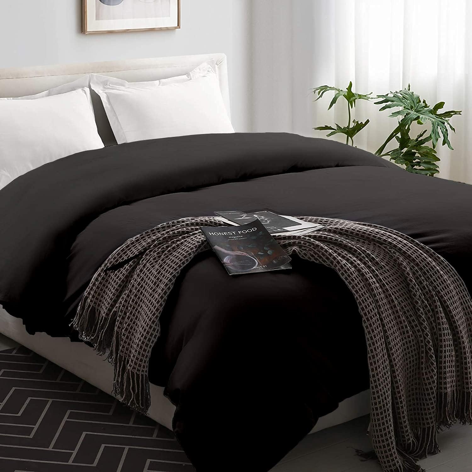 Silver Grey Striped King Duvet Cover with Zipper Closer Q60129