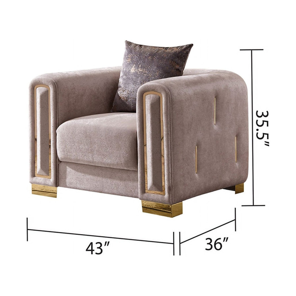 Beige 3Pc Velvet Living Room Set E2817