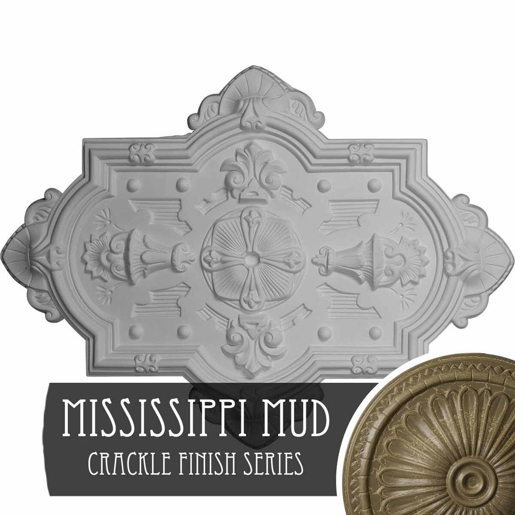 Cathedral Ceiling Medallion, Hand-Painted Mississippi Mud Crackle F232