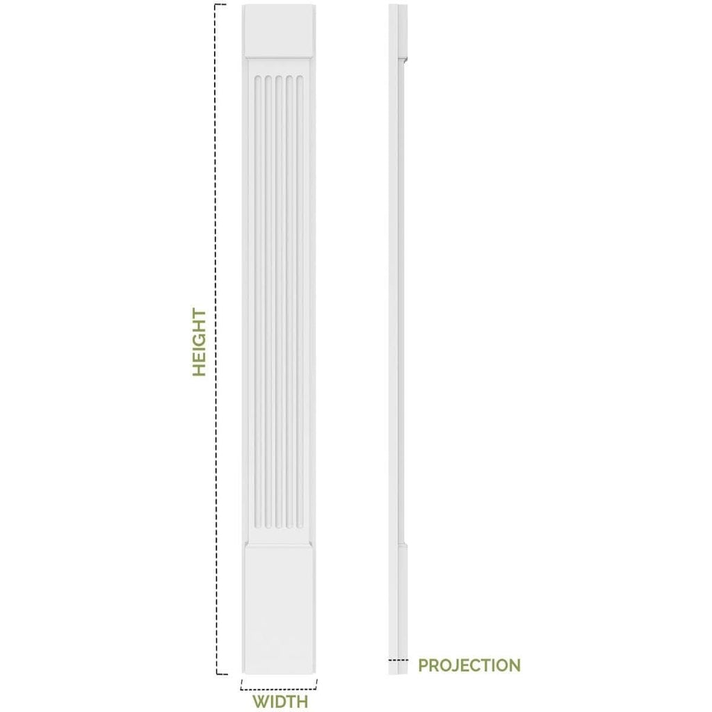 Two Equal Flat Panel PVC Pilaster with Decorative Capital & Base (Pair) B856