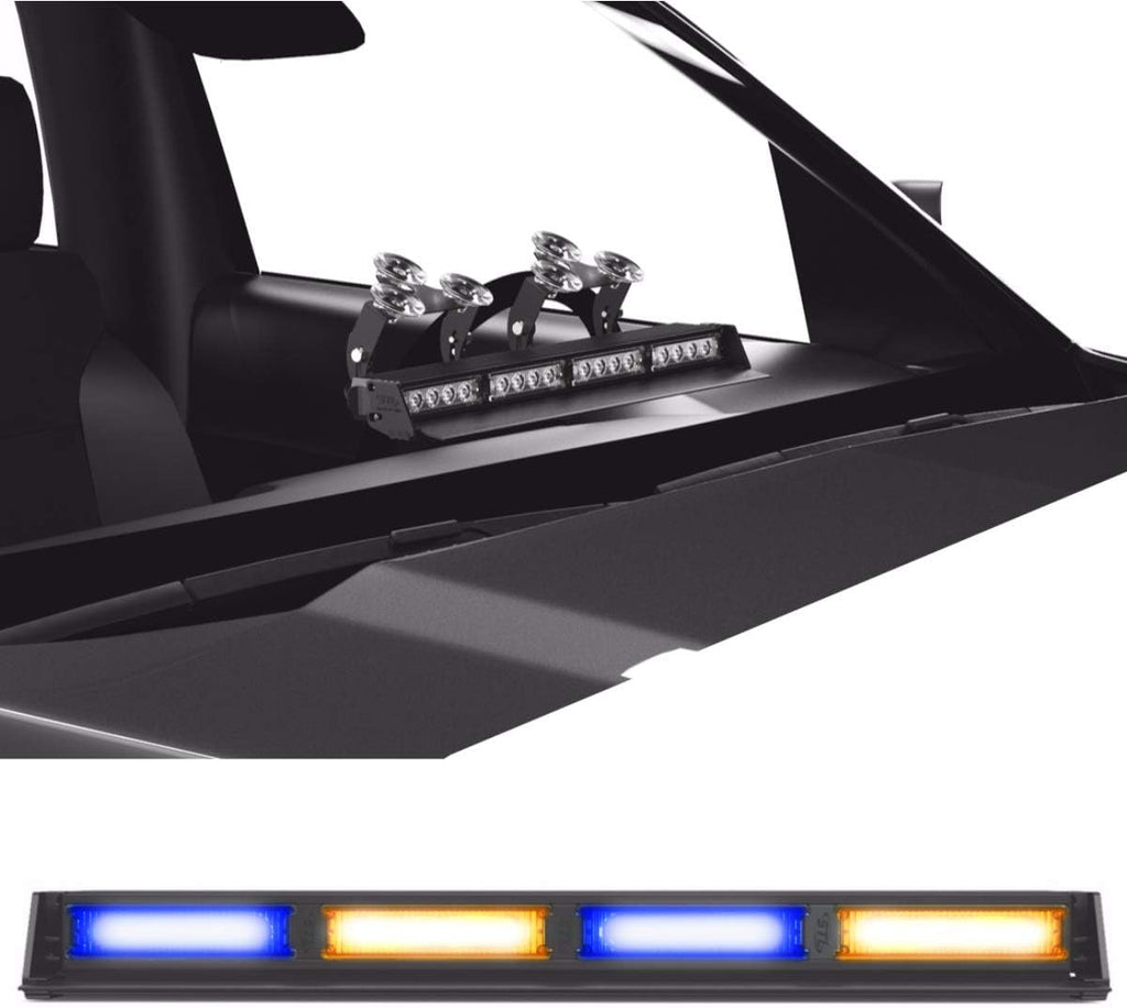 Blue/Blue 4 Head LED Strobe Light Bar with Cigarette Lighter Plug N18716