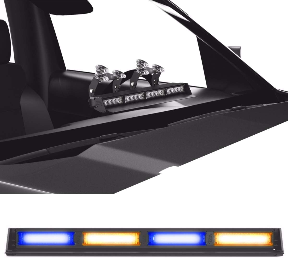 Blue/Blue 4 Head LED Strobe Light Bar with Cigarette Lighter Plug N18716