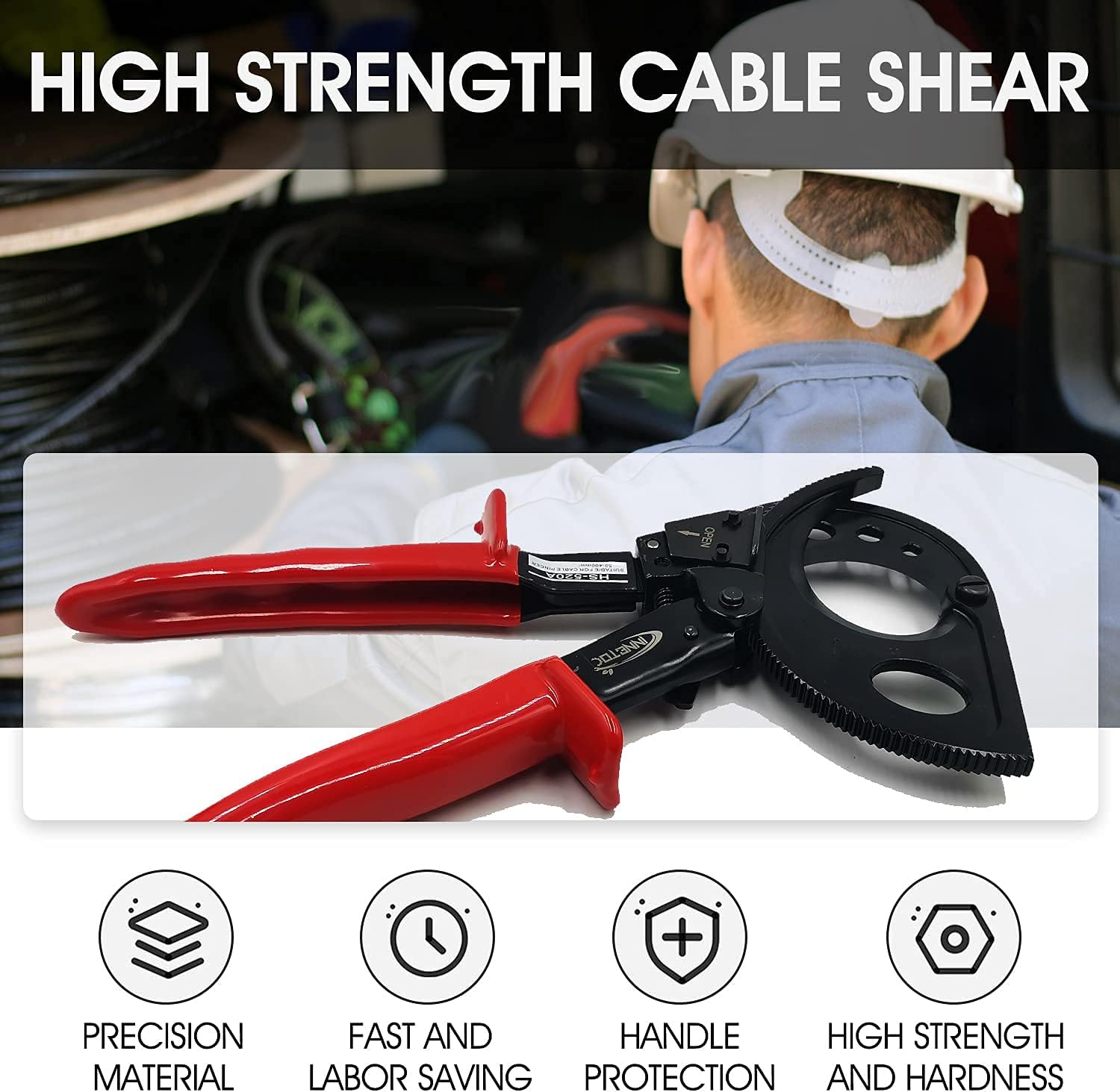 Aluminum Copper Ratchet Cable Cutters, Wire Cutters (400mm2) Pack of 2 T669