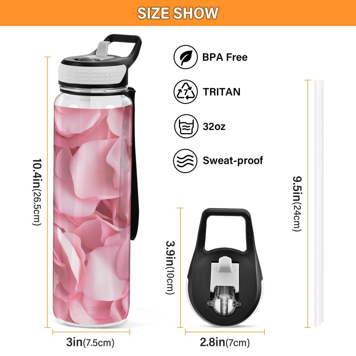 32oz Tritan Water Bottle with Straw U520