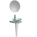 Wavy Edge Glass Bathroom Vanity with Vessel Sink R39849