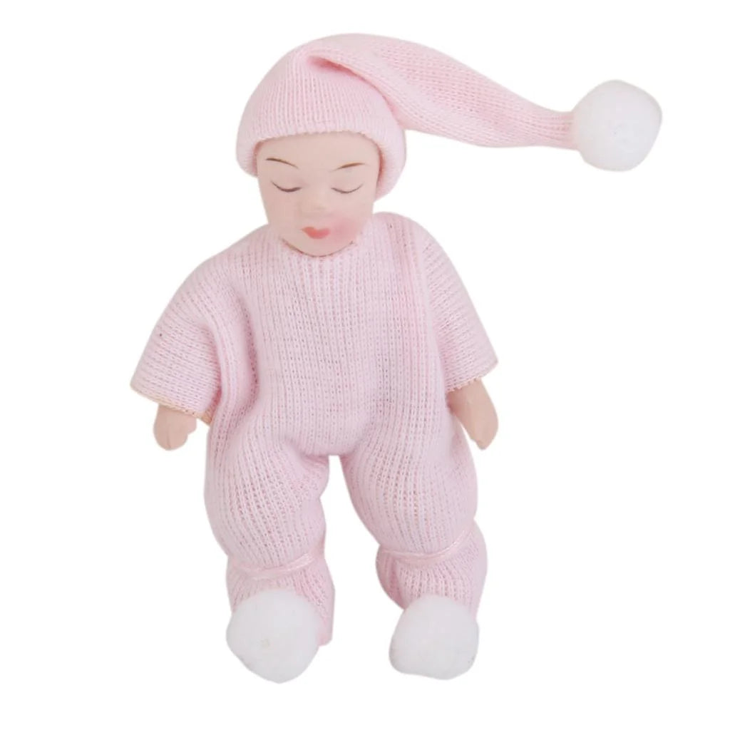 Porcelain Doll People Figure with Pink Sweater & Hat Y741370