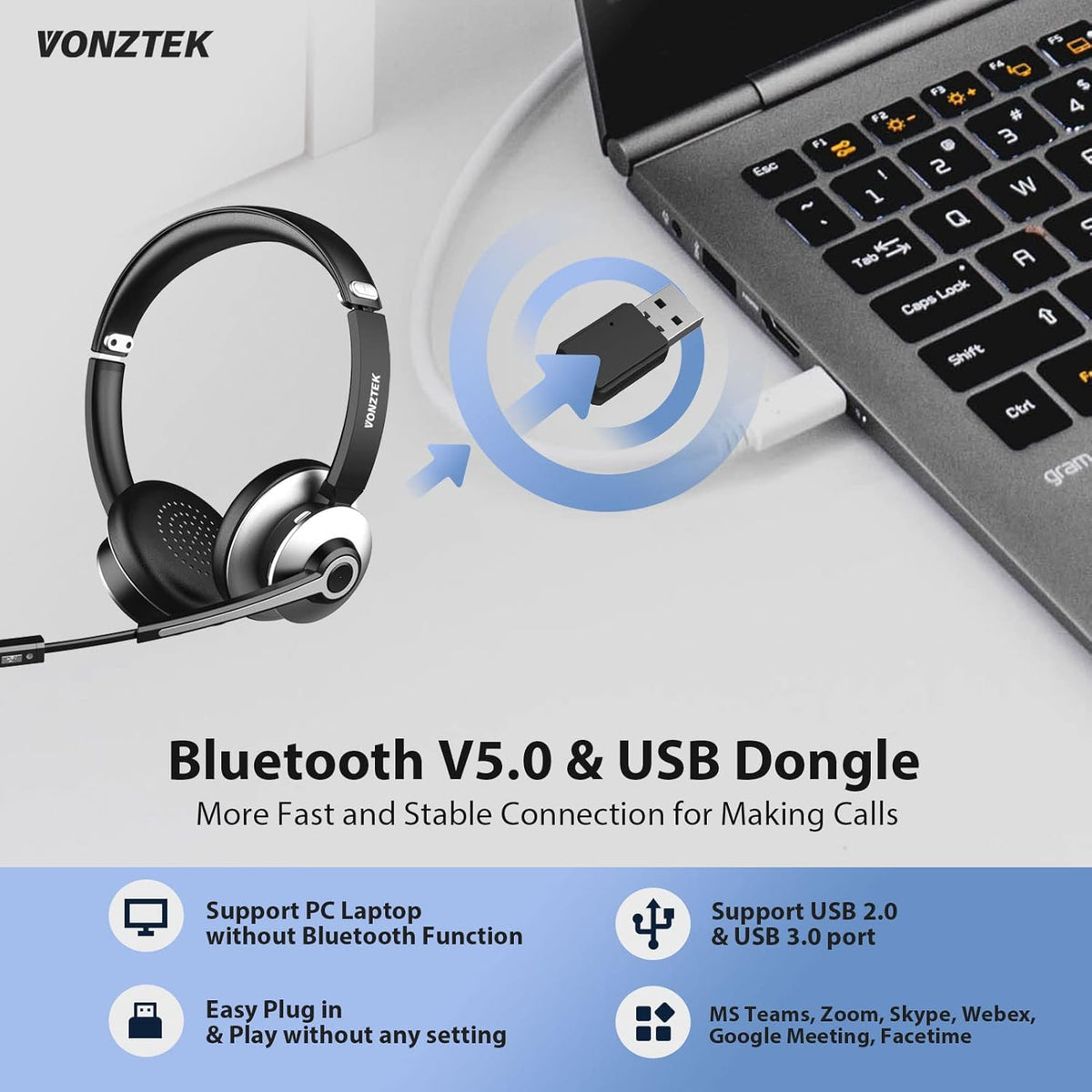 Wireless Bluetooth Headset with Noise Cancelling Microphone U78796