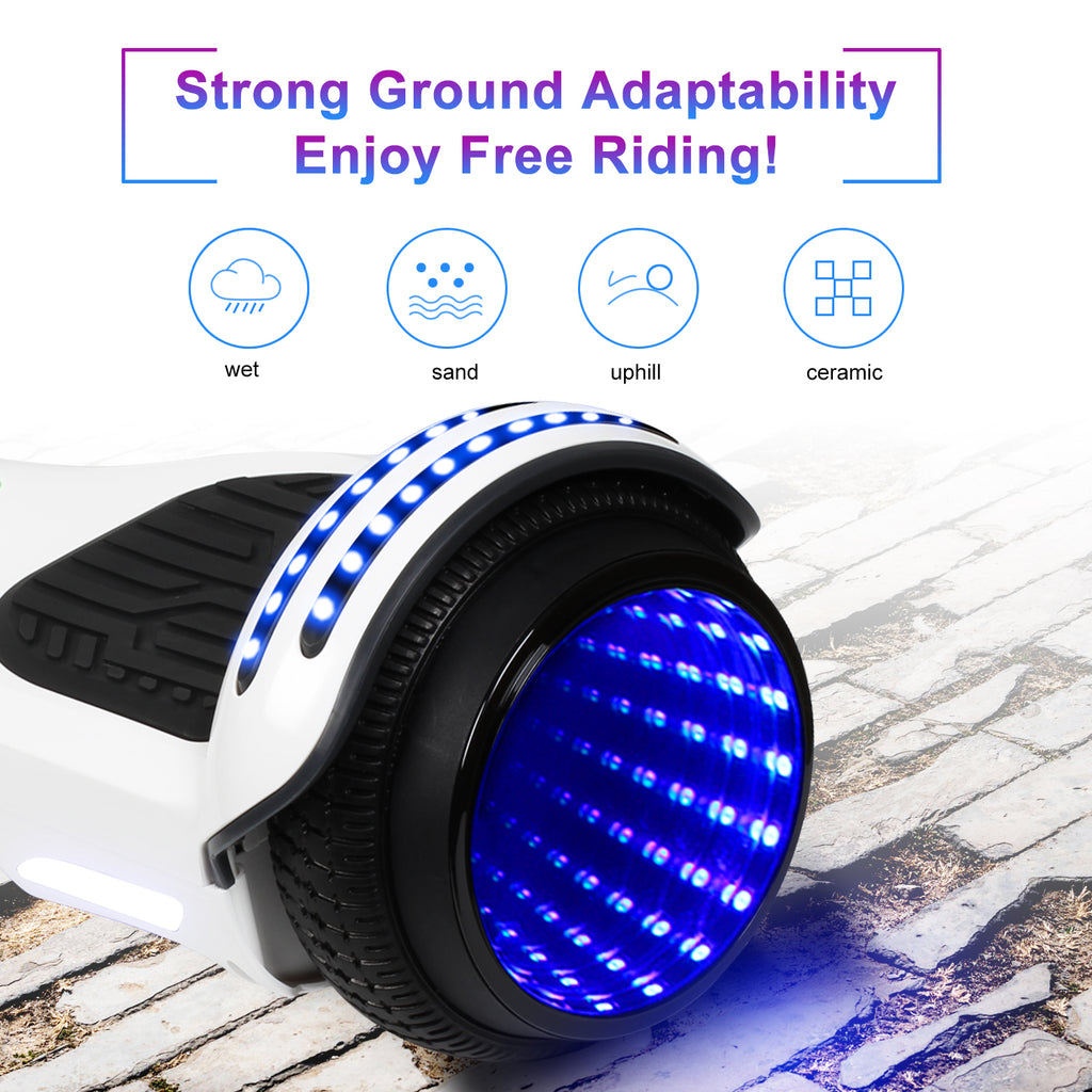 White 6.5" Hoverboard with LED Lights and Bluetooth Speaker C321830