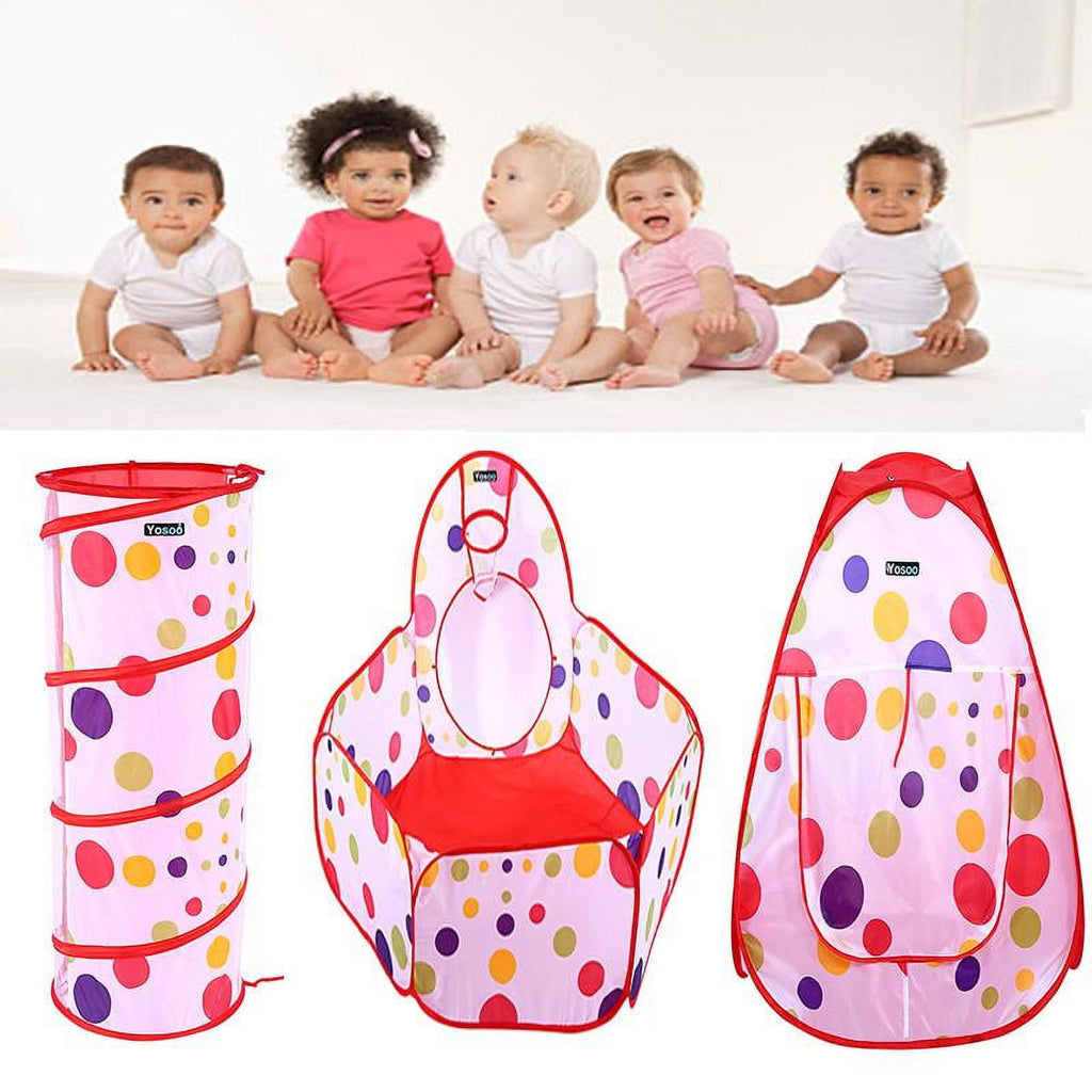 3 in 1 Kids Play Tent with Tunnel and Ball Pit Q59064