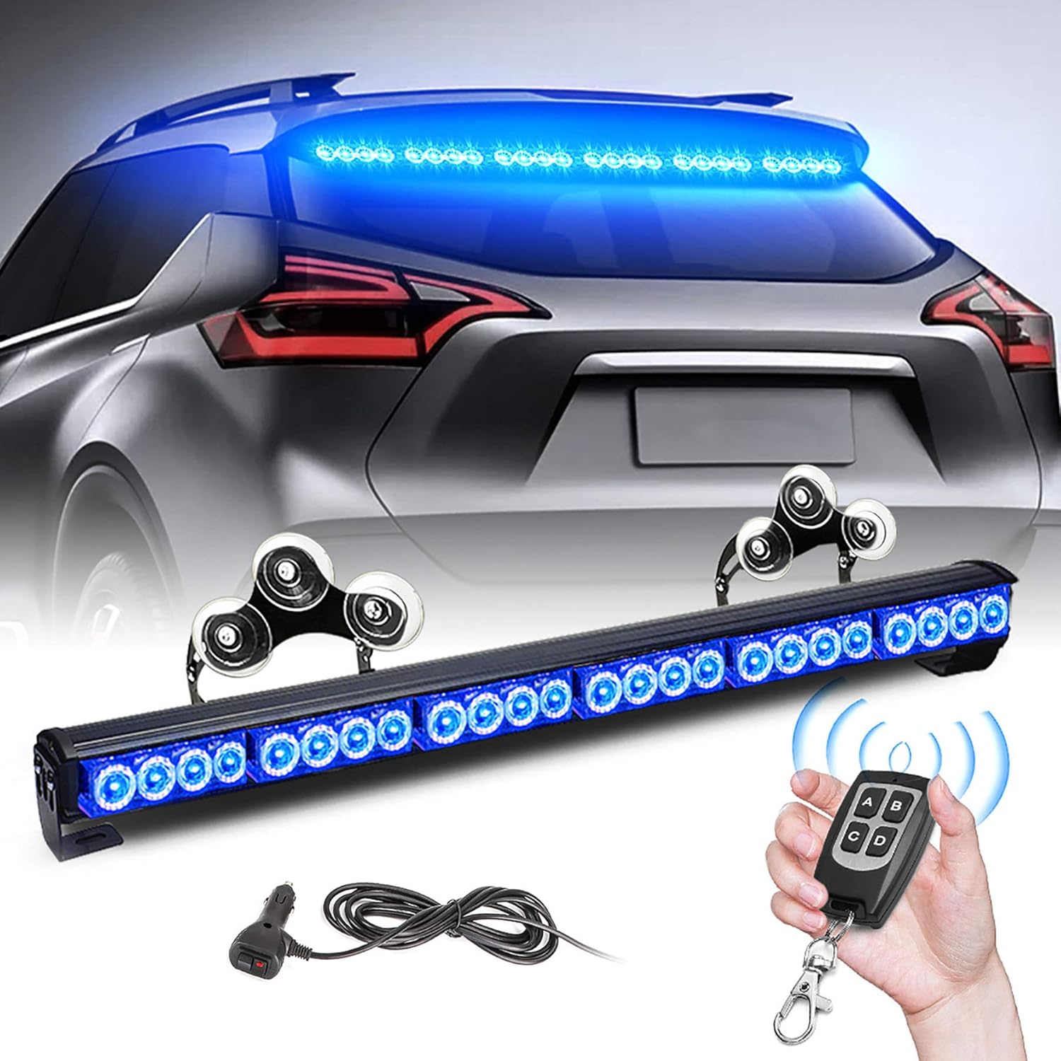 27 Inch 6 Panel LED Strobe Light Bar with Wireless Remote Control, White/Red, Pack of 2 V3681