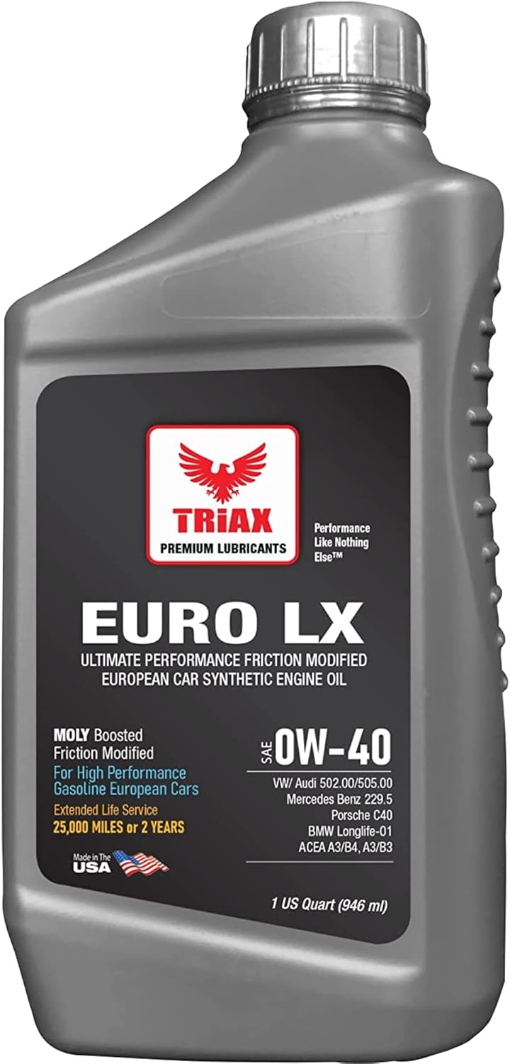 Triax Euro LX 0W-40 Full Synthetic 20K Miles 6 Quart Case Pack of 2 L4857