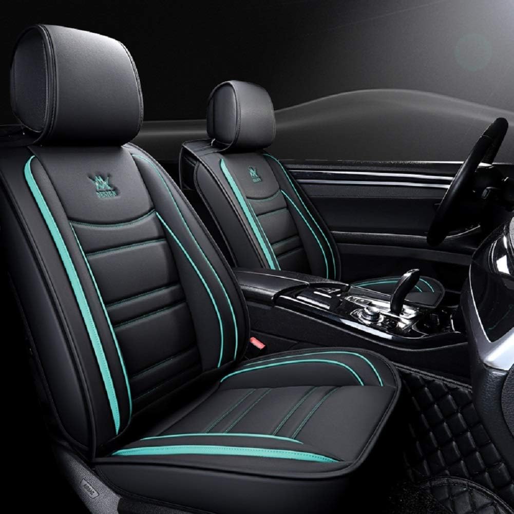 Black Leather Car Seat Covers 5 Seats Full Set B9894