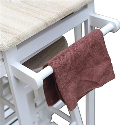 Foldable Dining Cart with Round Stools White A288