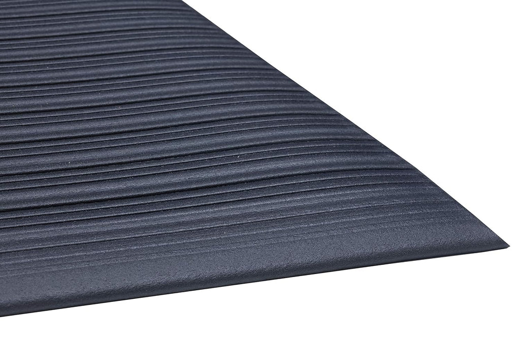 Anti-Fatigue Vinyl Floor Mat, 3'x5', Black, Pack of 2 B54369