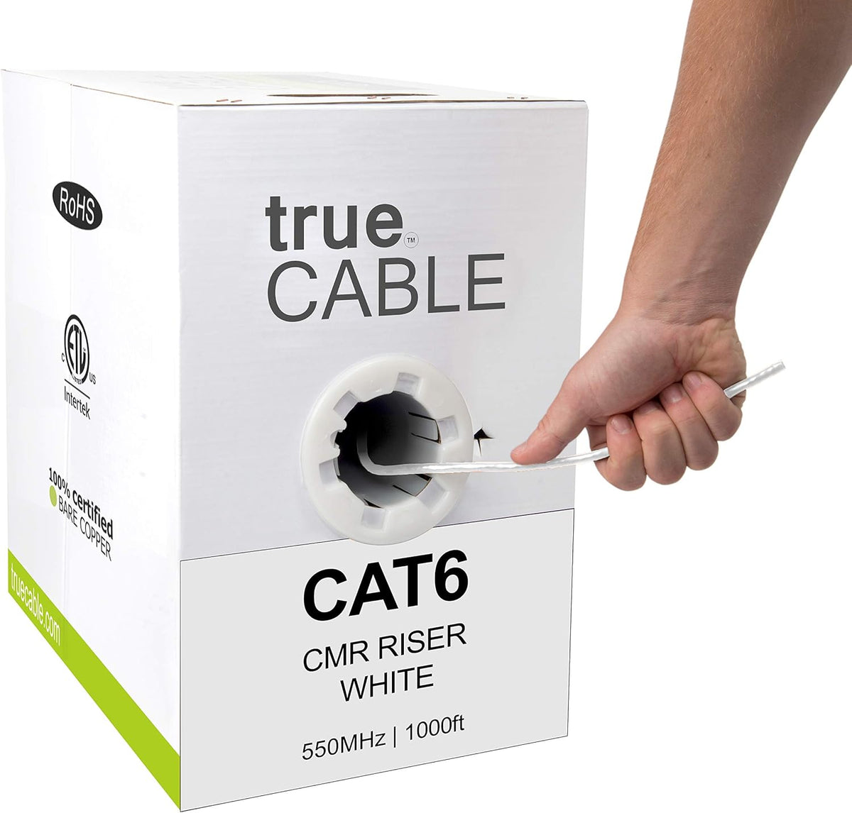 Cat6 Riser 1000ft Black 23AWG 4 Pair Solid Bare Copper Bulk Ethernet Cable T16177