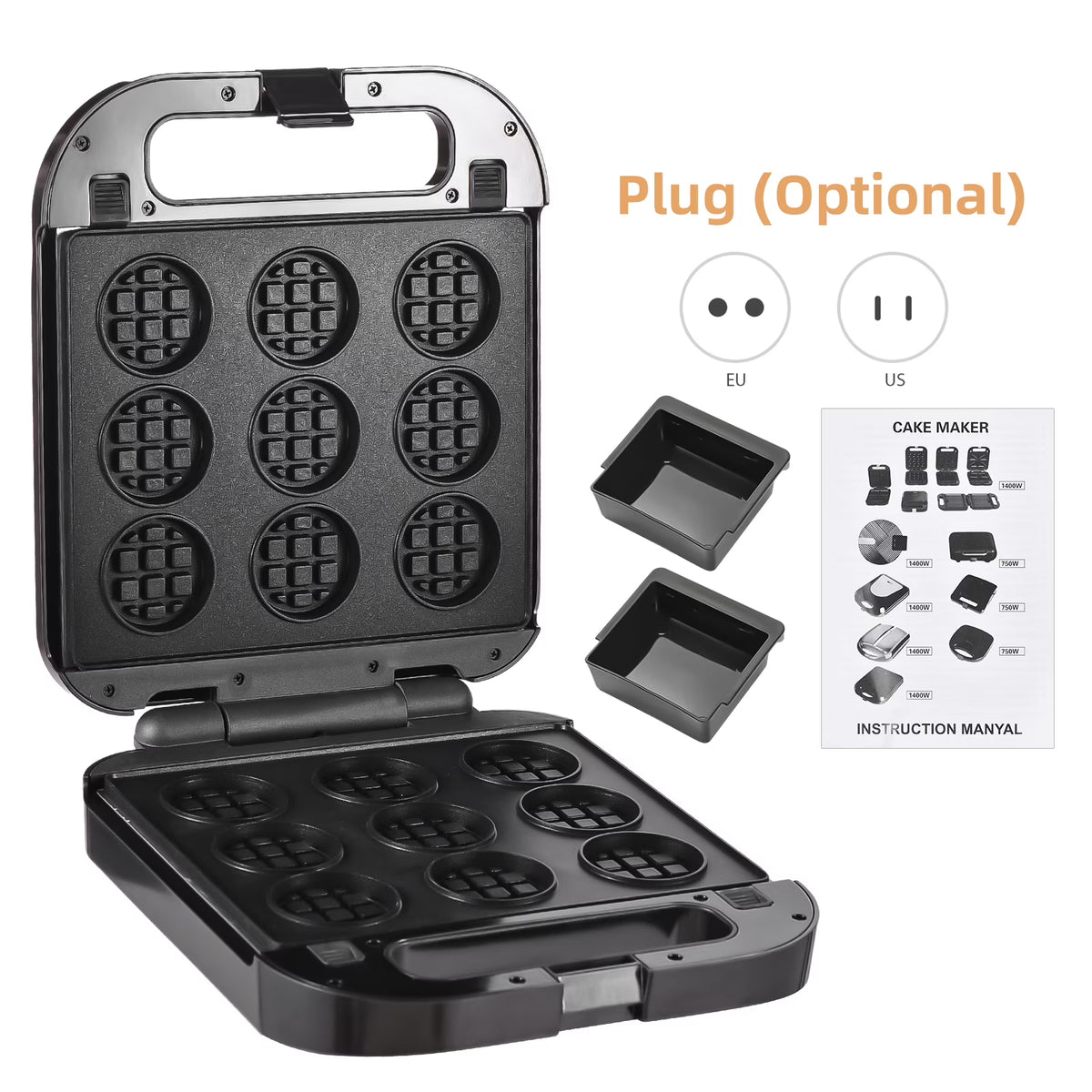 3-in-1 Nonstick Dessert Maker with Removable Plates D592468