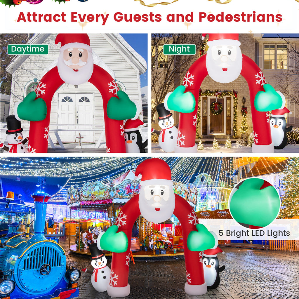 10FT Inflatable Christmas Santa Archway Decoration with LED Lights R594919