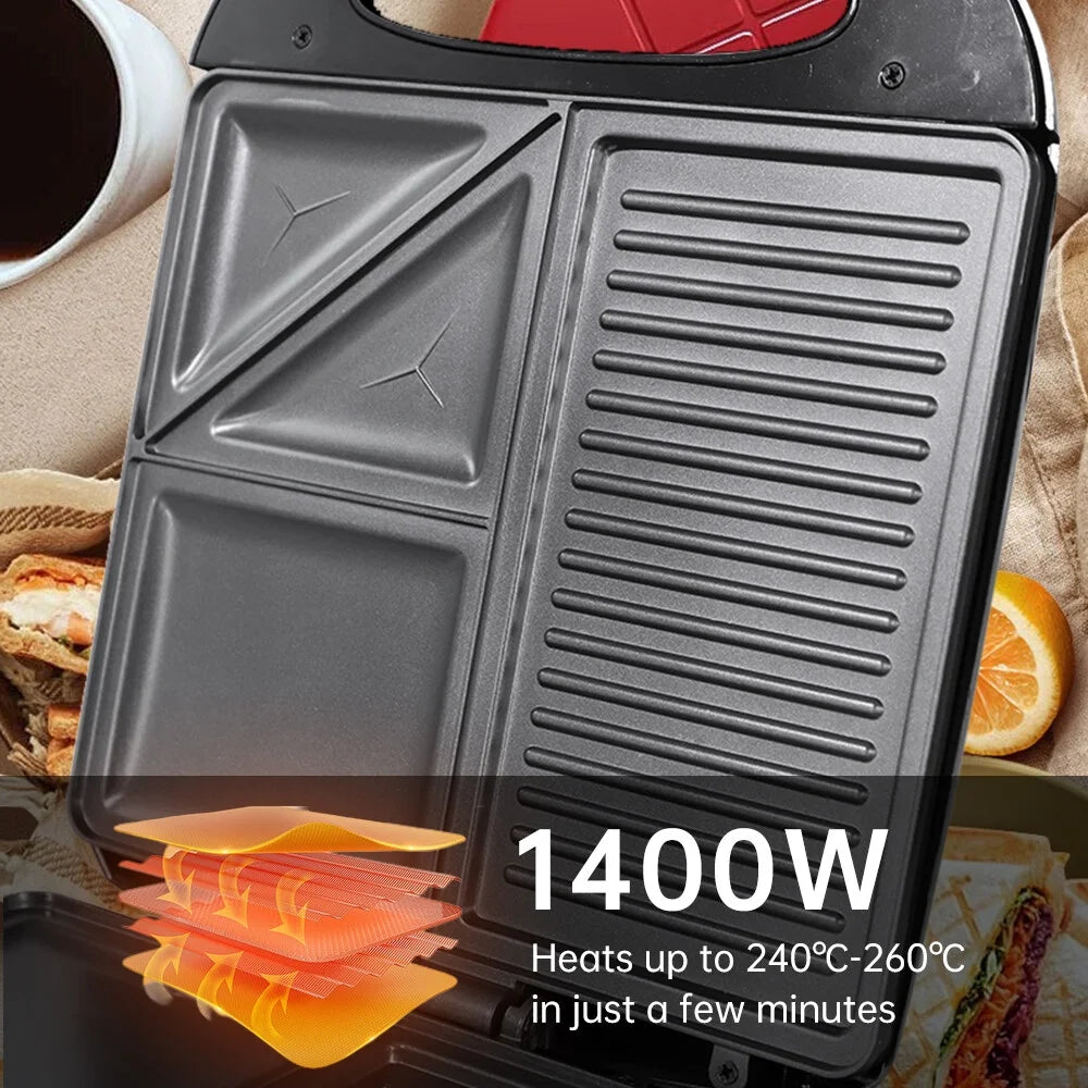 1400W Non-Stick 3in1 Electric Grill Waffle Maker C886813