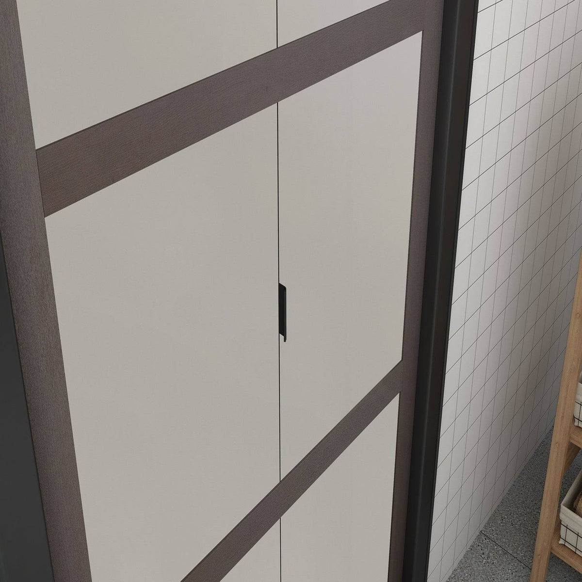 Mocha 3-Lite MDF Wood Frame Frosted Glass Closet Bi-Fold Door F5155