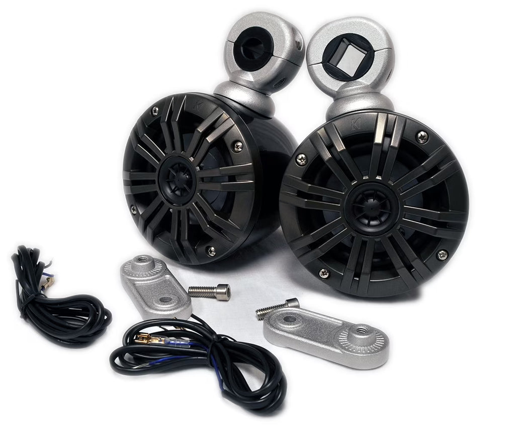 Kicker Black Mini Wake Tower Marine Enclosures with 4" KM speakers (2 ohm) B128